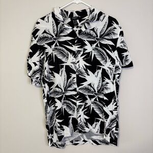 Forever 21 Monochrome Leaf Print Men's Shirt